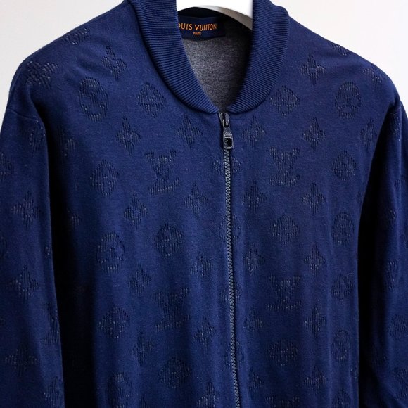 Louis Vuitton Navy LVSE Drop Needle Monogram Bomber Jacket - Picture 2 of 14